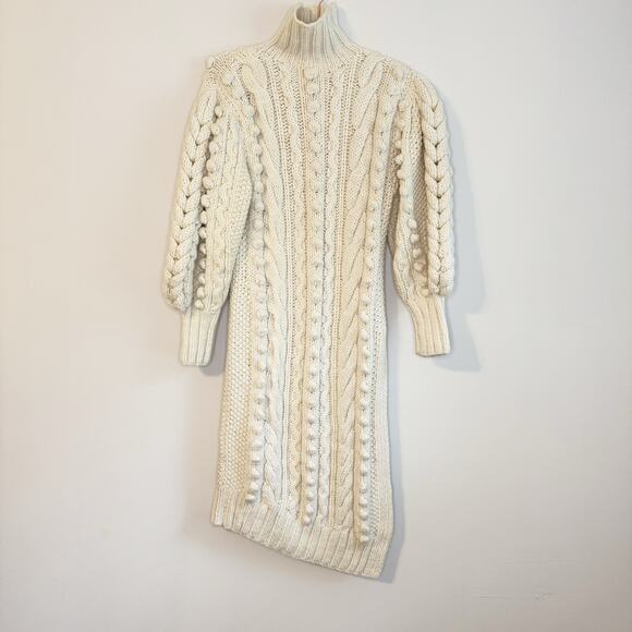 Ulla Johnson Frida Cable Knit Wool Turtleneck Tunic Sweater Cream XS/S - Picture 4 of 15